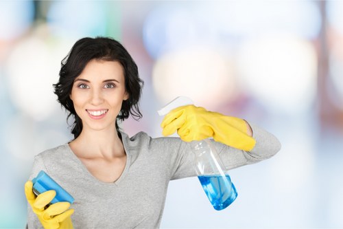 Local cleaners handling office cleaning in a London workplace