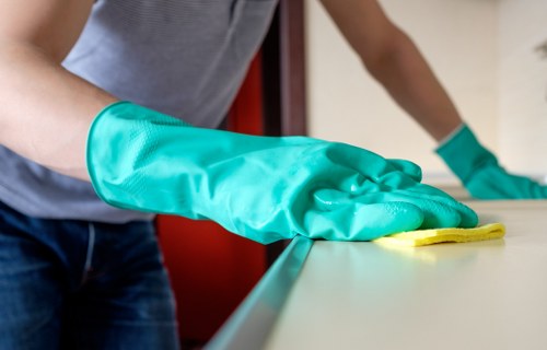 Local upholstery cleaner working on a sofa in London