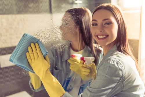 Professional office cleaning in a busy London business district